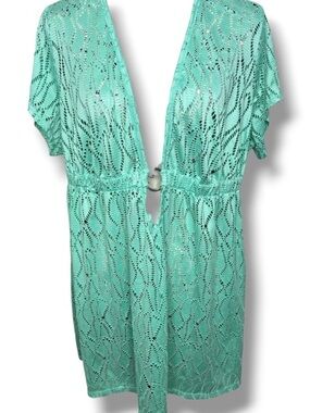 Catalina Women’s Turquoise Lace Dressy Tunic Swim Coverup Summer Top